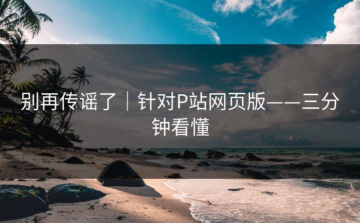 别再传谣了｜针对P站网页版——三分钟看懂
