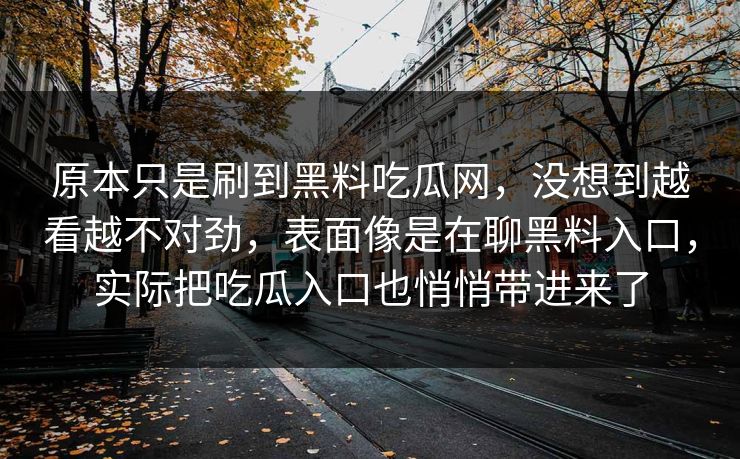 原本只是刷到黑料吃瓜网，没想到越看越不对劲，表面像是在聊黑料入口，实际把吃瓜入口也悄悄带进来了