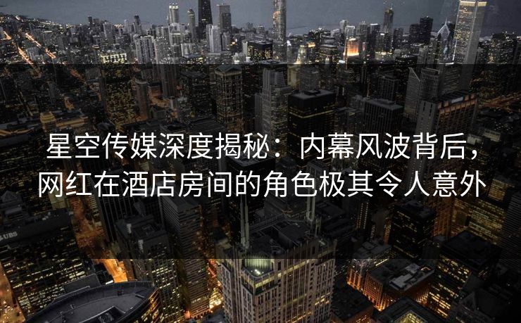 星空传媒深度揭秘：内幕风波背后，网红在酒店房间的角色极其令人意外