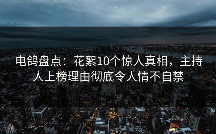 电鸽盘点：花絮10个惊人真相，主持人上榜理由彻底令人情不自禁