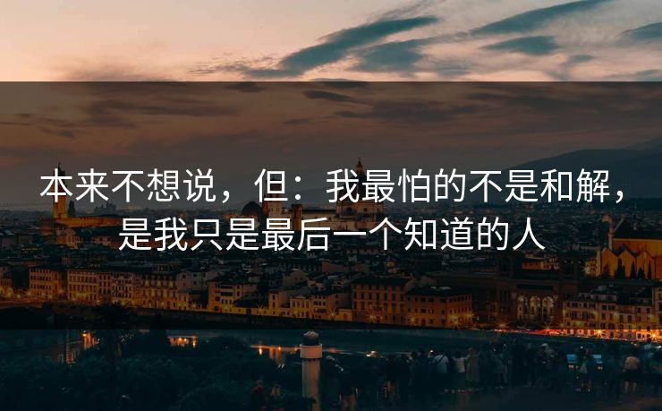 本来不想说，但：我最怕的不是和解，是我只是最后一个知道的人