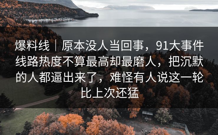 爆料线｜原本没人当回事，91大事件线路热度不算最高却最磨人，把沉默的人都逼出来了，难怪有人说这一轮比上次还猛